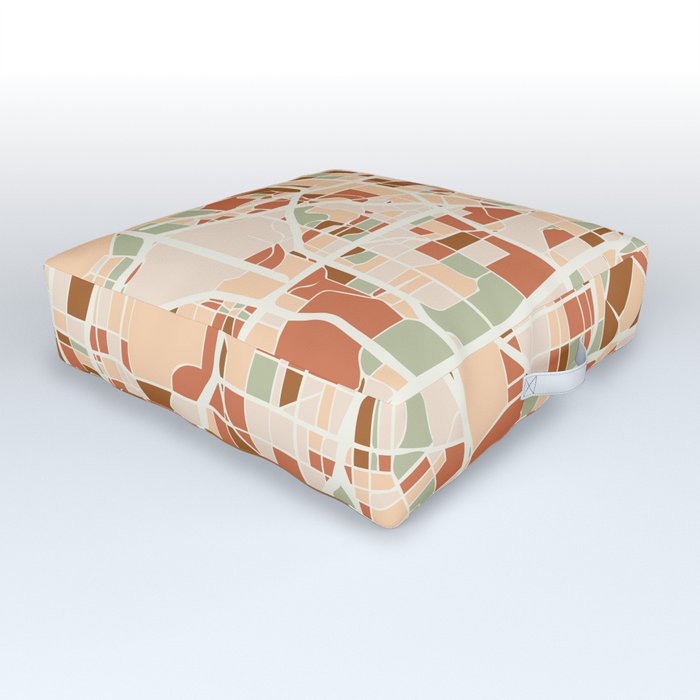 DALLAS TEXAS CITY MAP EARTH TONES Outdoor Floor Cushion