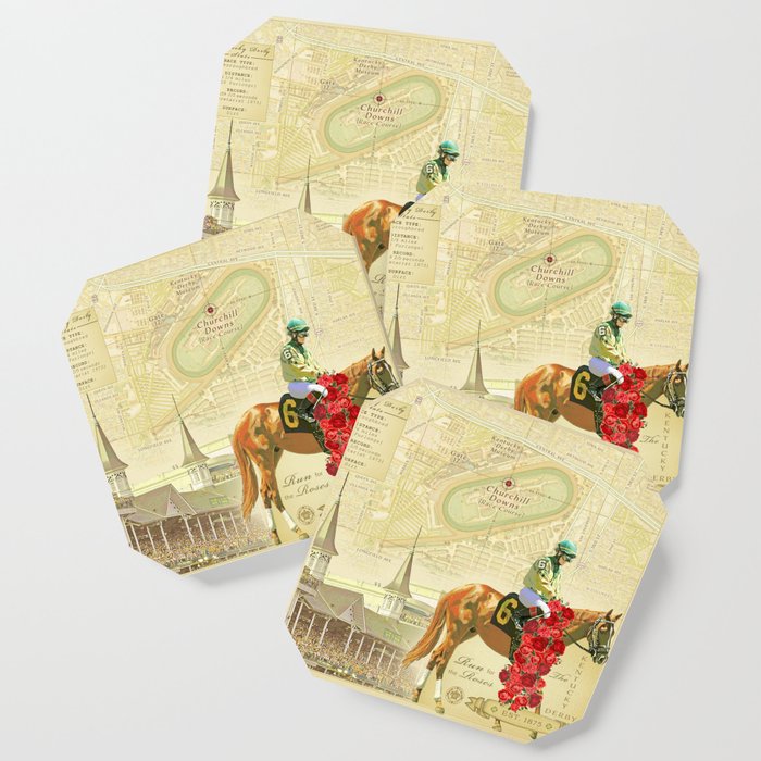 Artistic Kentucky Derby [vintage inspired] Map print Coaster