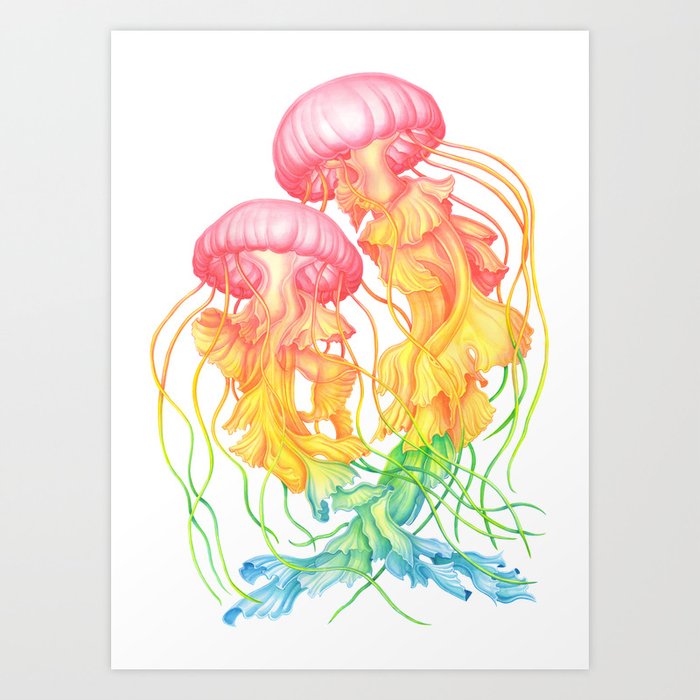 Rainbow Jellyfish Art Print By Sanjanabaijnath Society6