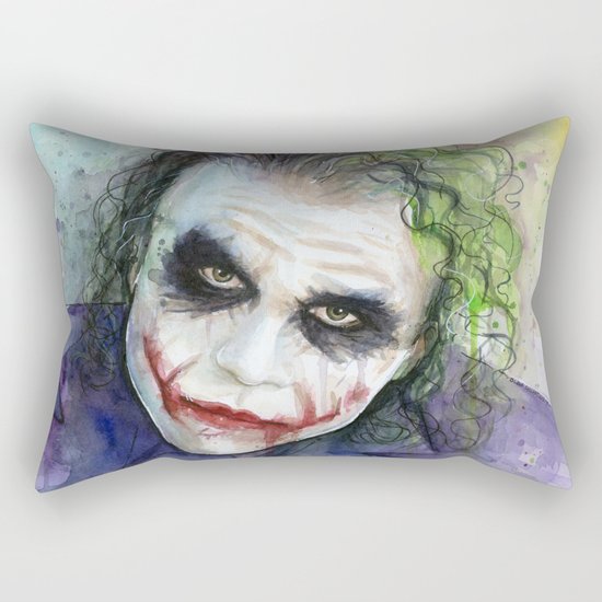 The Joker Watercolor Rectangular Pillow