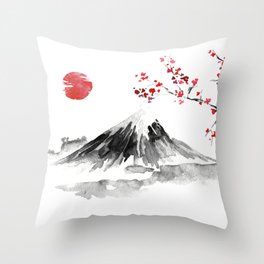 Sunset Over Mt Fuji Throw Pillow