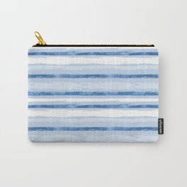 Watercolor Silent Sea Blue Stripes Carry-All Pouch
