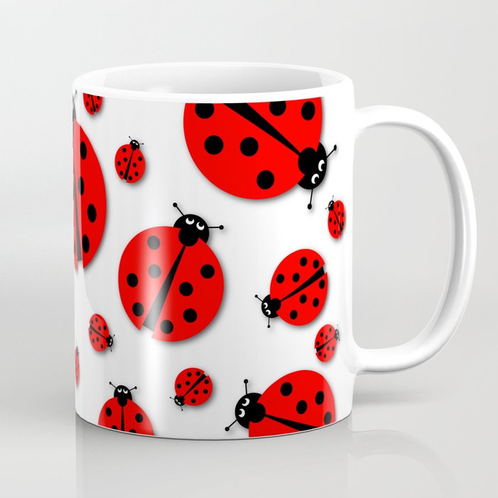 Many Ladybugs with Shadows Coffee Mug