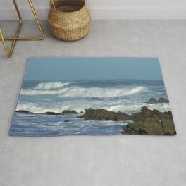 Breaking Waves Rock Rocky Shore, South Africa Rug