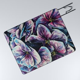 purple flowers watercolor art Picnic Blanket