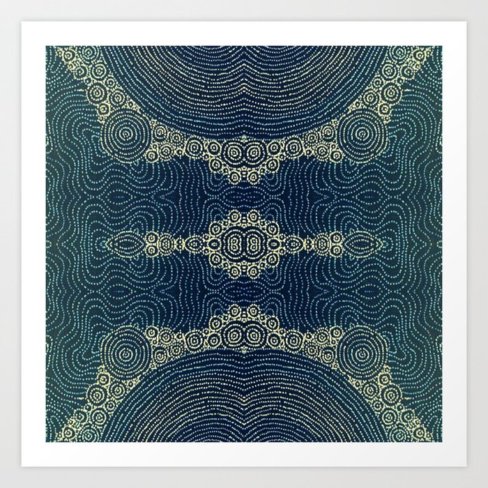 Indigo Batik Art Print By AlyZen Moonshadow Society6   Indigo Batik Prints 