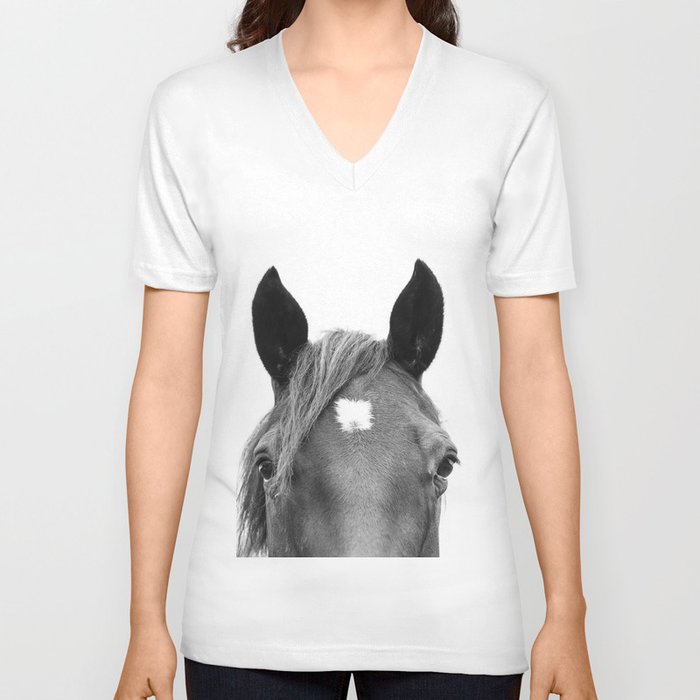 Peeking Horse V Neck T Shirt