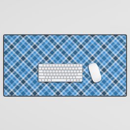 Modern Farmhouse Dark Blue Diagonal Buffalo Plaid Desk Mat