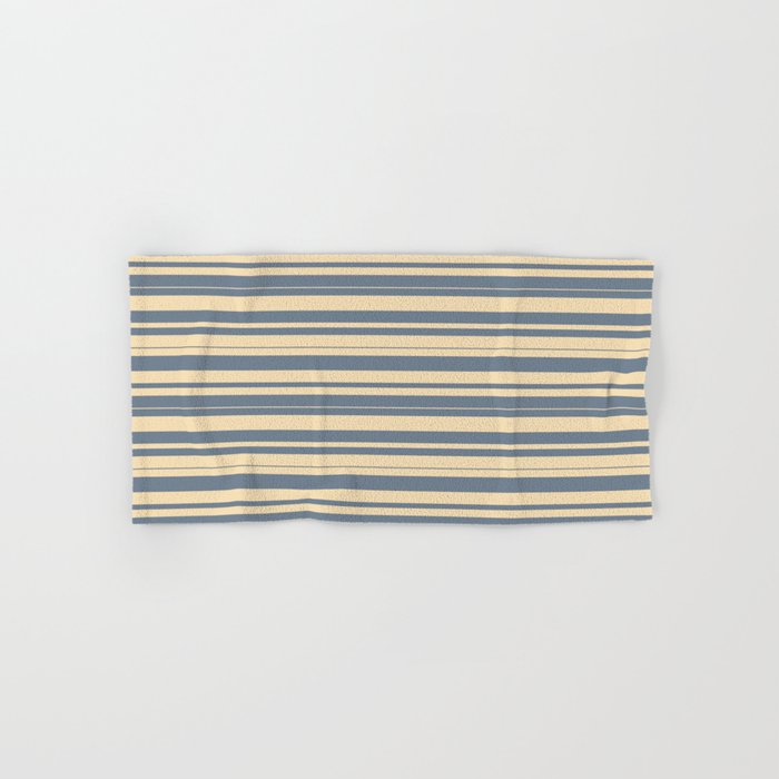 Tan and Slate Gray Colored Stripes Pattern Hand & Bath Towel