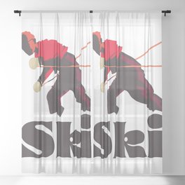 Retro Skiing poster  Sheer Curtain