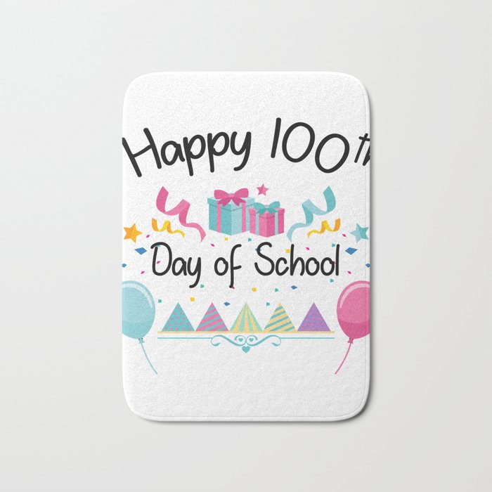 Happy 100 Days Of School For Teachers And Students Bath Mat By