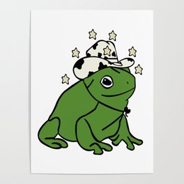 Frog With A Cowboy Hat Poster | Amphibian, Frog Stickers, Frog, Cowboy Frog, Frogs, Frog Lover, Green, Adorable, Cool Frog, Frog Cases 
