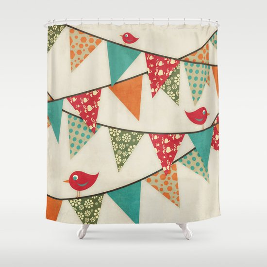Home Birds 'N' Bunting. Shower Curtain