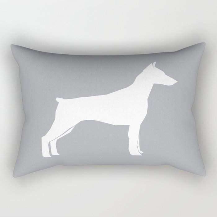 Doberman Pinscher Dog Pattern Grey And White Minimal Dog Breed Silhouette Dog Lover Gifts Rectangular Pillow By Petsilhouettes Society6