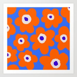 Summer Flower Festival Orange and Blue Art Print