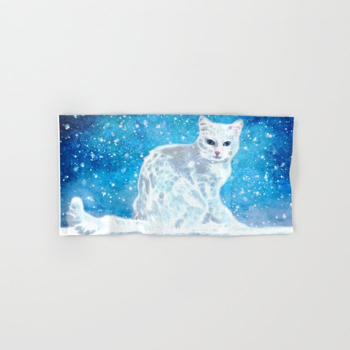 Abstract white cat Hand & Bath Towel