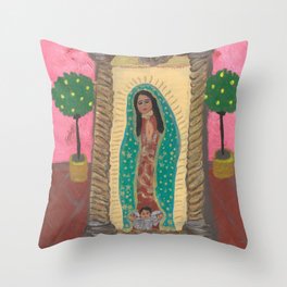 Our Lady of Guadalupe Altarpiece · Retablo de la Virgen de Guadalupe Throw Pillow