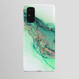 Emerald Golden Waves Abstract Ink Android Case