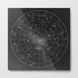 Constellation Star Map (B&W) Metal Print