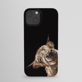Sneaky Highland Cow in Black iPhone Case