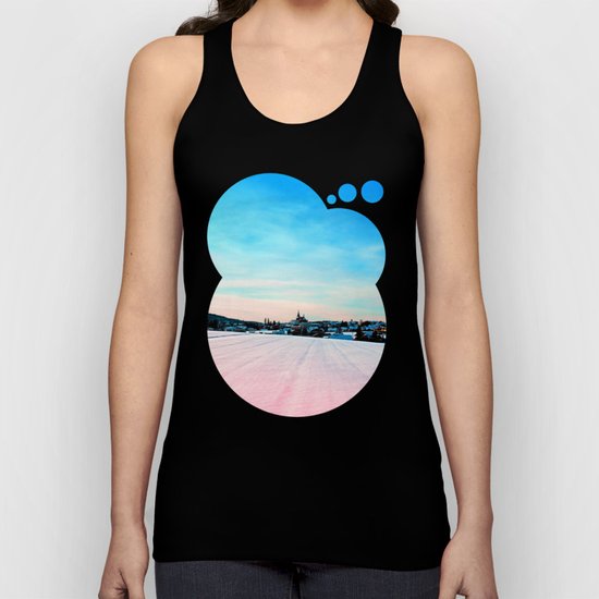 Village scenery in winter wonderland Unisex Tank Top