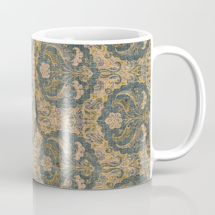 Antique Distressed Iranian Floral Coffee Mug