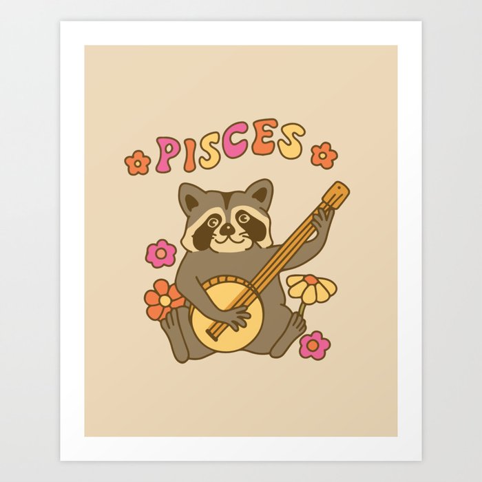 Pisces Raccoon Art Print