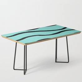 Oh Tiffany, my Darling. - Black Turquoise Brush Waves Coffee Table