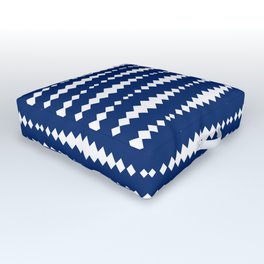 Blue and White Geometric Horizontal Striped Pattern Outdoor Floor Cushion