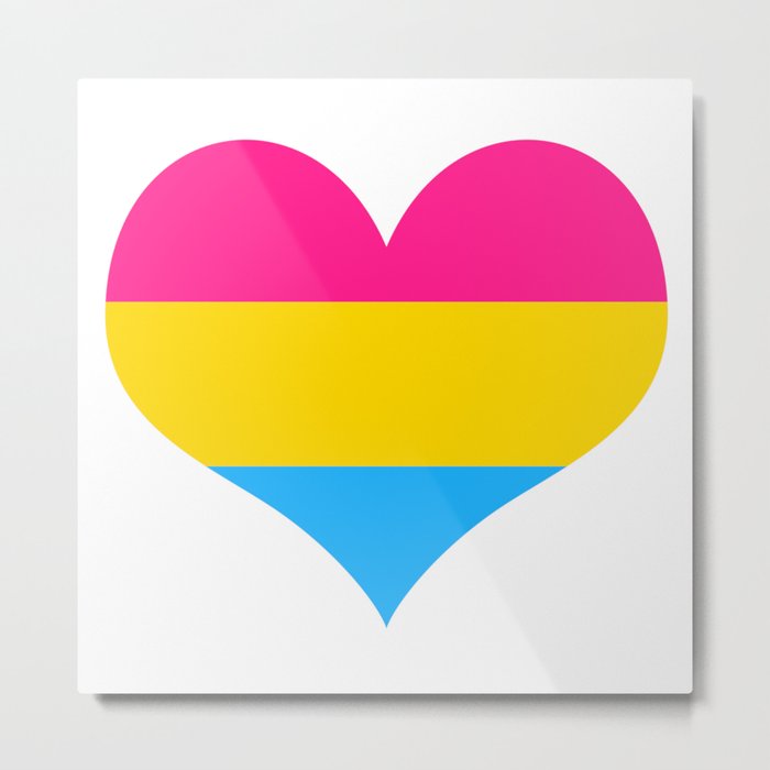 Pansexual pride flag colors in a heart shape Metal Print