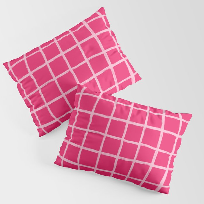 Pink on Pink Checkered Grid Pillow Sham