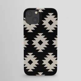 Southwestern Pattern 542 Black and Linen White iPhone Case