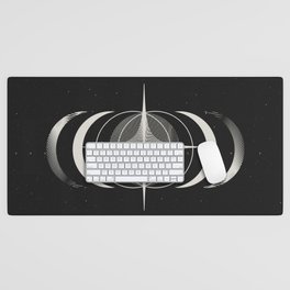 Moon Phases Geometry Black Desk Mat