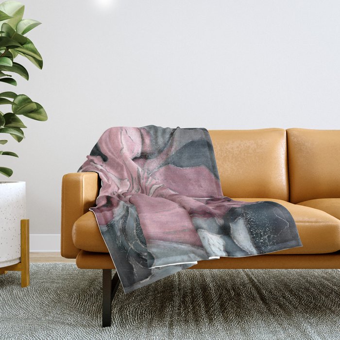 Blush rose watercolor - pastel pinks, grey and silver Throw Blanket