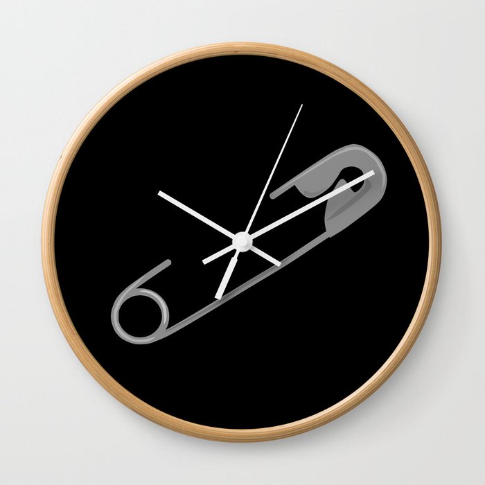 Safety Pin Wall Clock By Umeimages Society6