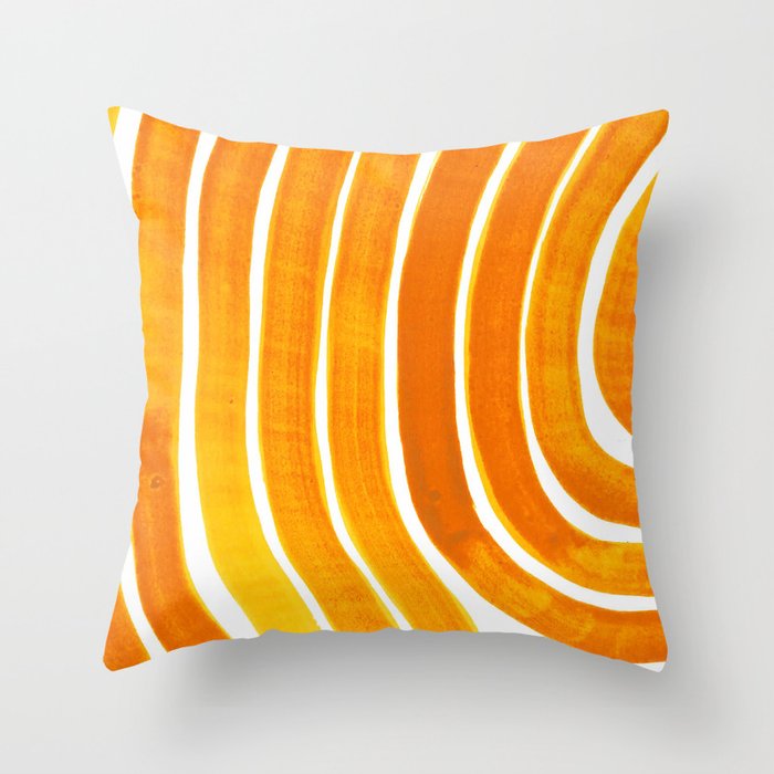 Curved Big Stripes in orange Throw Pillow
