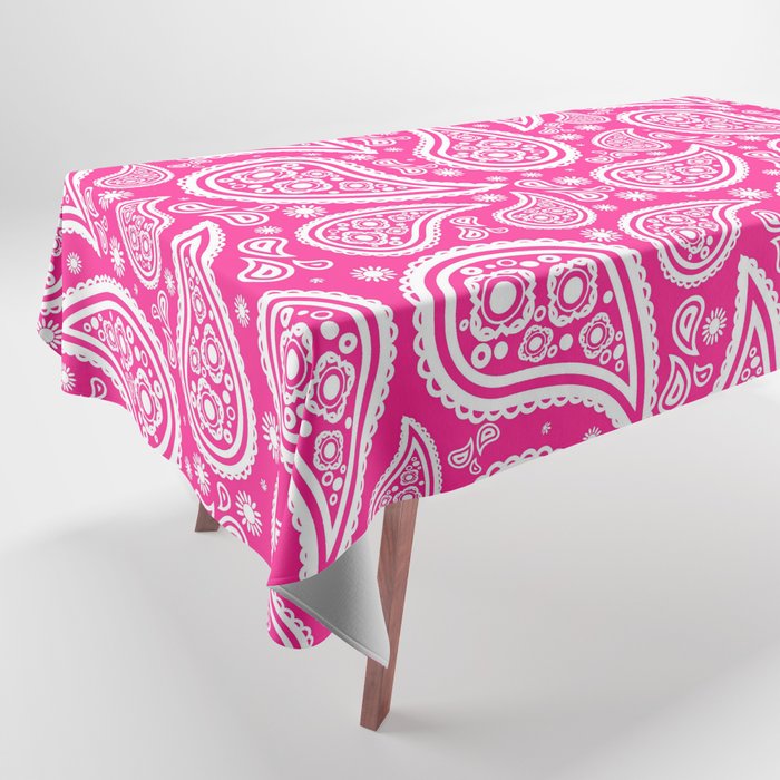 Paisley (White & Dark Pink Pattern) Tablecloth