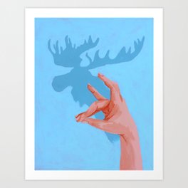 Moose Shadow Puppet Acrylic Painting Art Print