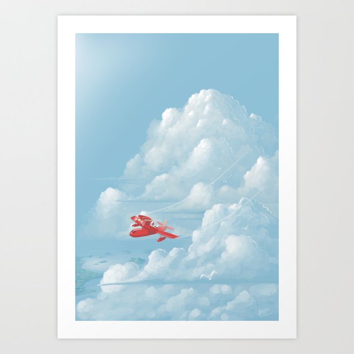flying over the clouds Art Print