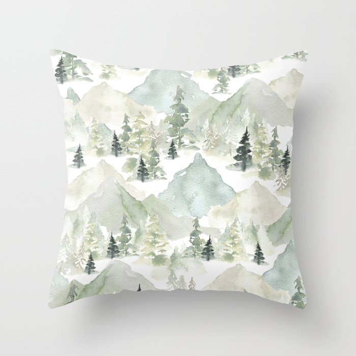 Misty Mountain Pines Throw Pillow