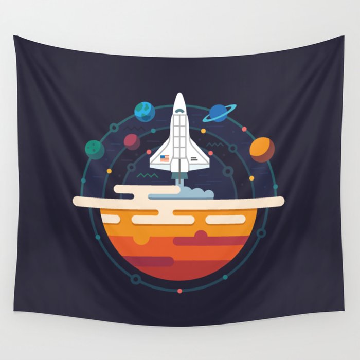Space Shuttle & Solar System Wall Tapestry
