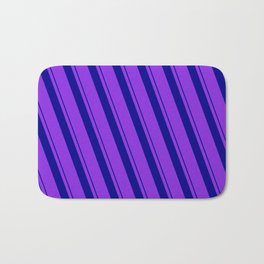 [ Thumbnail: Dark Blue and Purple Colored Lined/Striped Pattern Bath Mat ]
