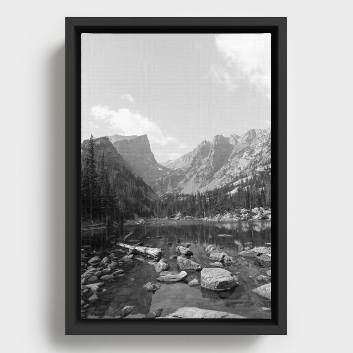 Colorado Rocky Mountain National Park - Black and White Framed Canvas