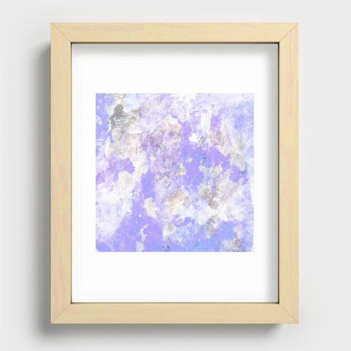 Purple Pastel Ocean Marble Watercolor Water Waves Brushstrokes Recessed Framed Print