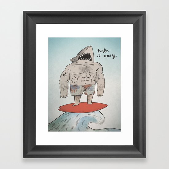 Surf Shark Framed Art Print