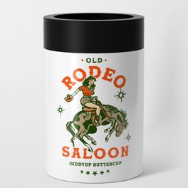 Old Rodeo Saloon: Giddy Up Buttercup. Vintage Cowgirl Pinup Art Can Cooler
