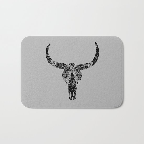 Boho Decor Skull Design Bath Mat