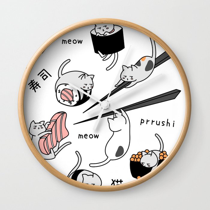 Sushi cats Wall Clock