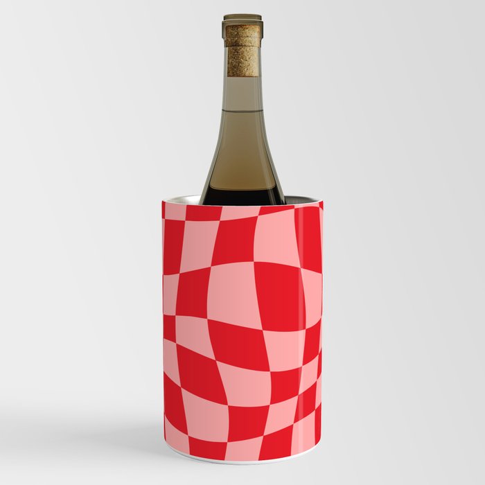 Warped Checkered Pattern (red/pink) Wine Chiller