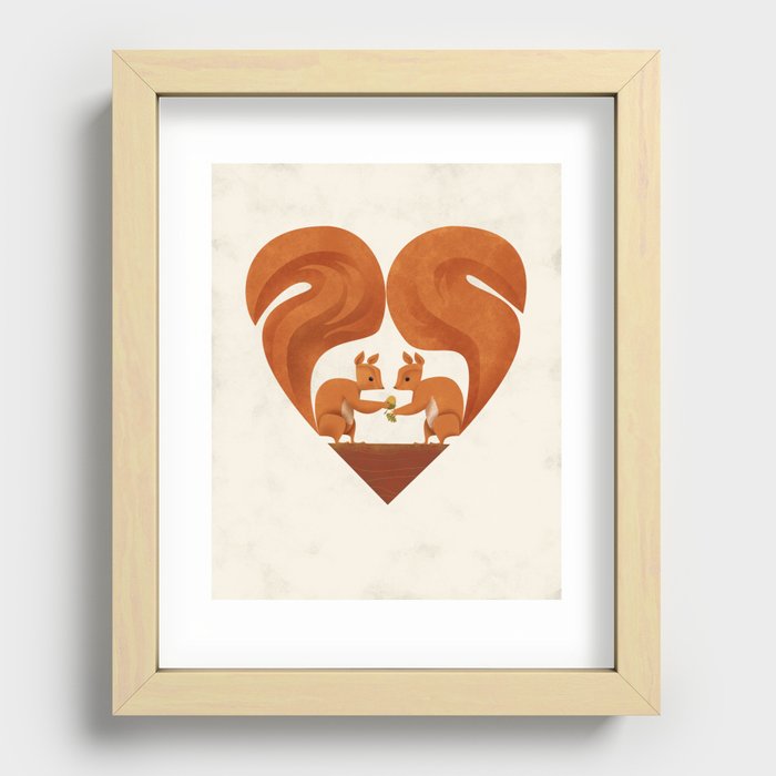 Love Heart Squirrels Recessed Framed Print